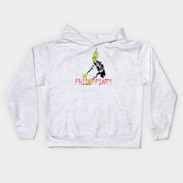 A funny map of Philippines Kids Hoodie by percivalrussell